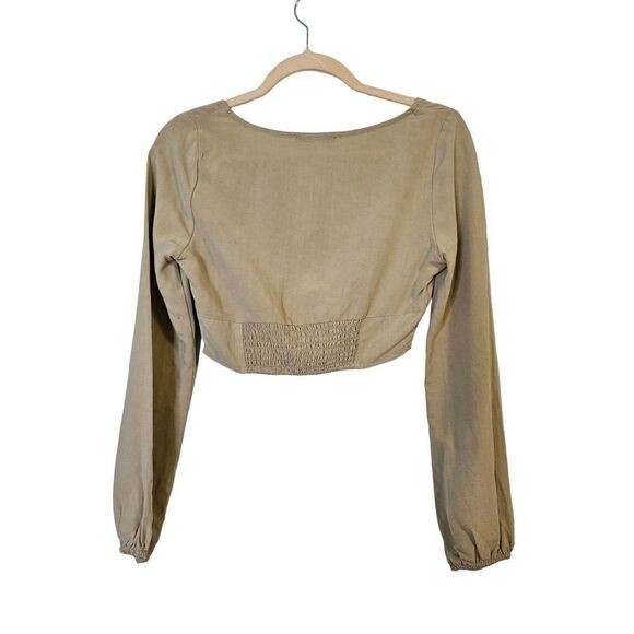 Kendall  + Kylie  sage green long sleeved crop top. Size XS - Picture 3 of 4